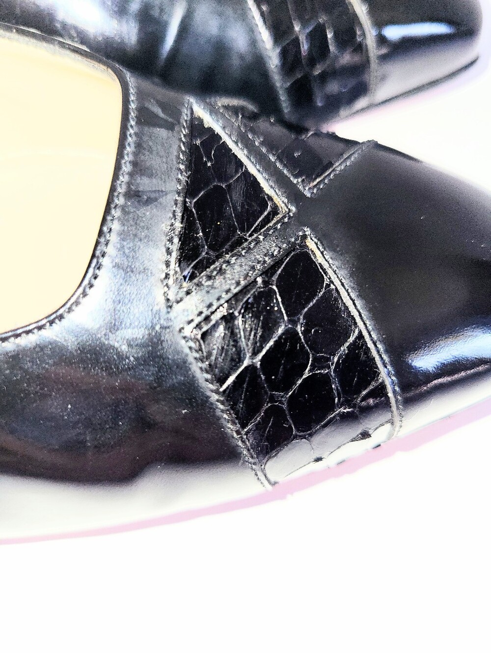 Salvatore Ferragamo Vintage 1980's Black Patent Leather Pumps Low Heel Size 7 - Picture 6 of 16